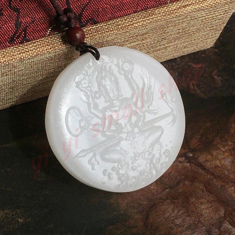 Taoist Pendant, Tian White Jade, Prince Nezha, Grand Admiral Zhongtan, Exquisite Taoist Pendant, Handicrafts