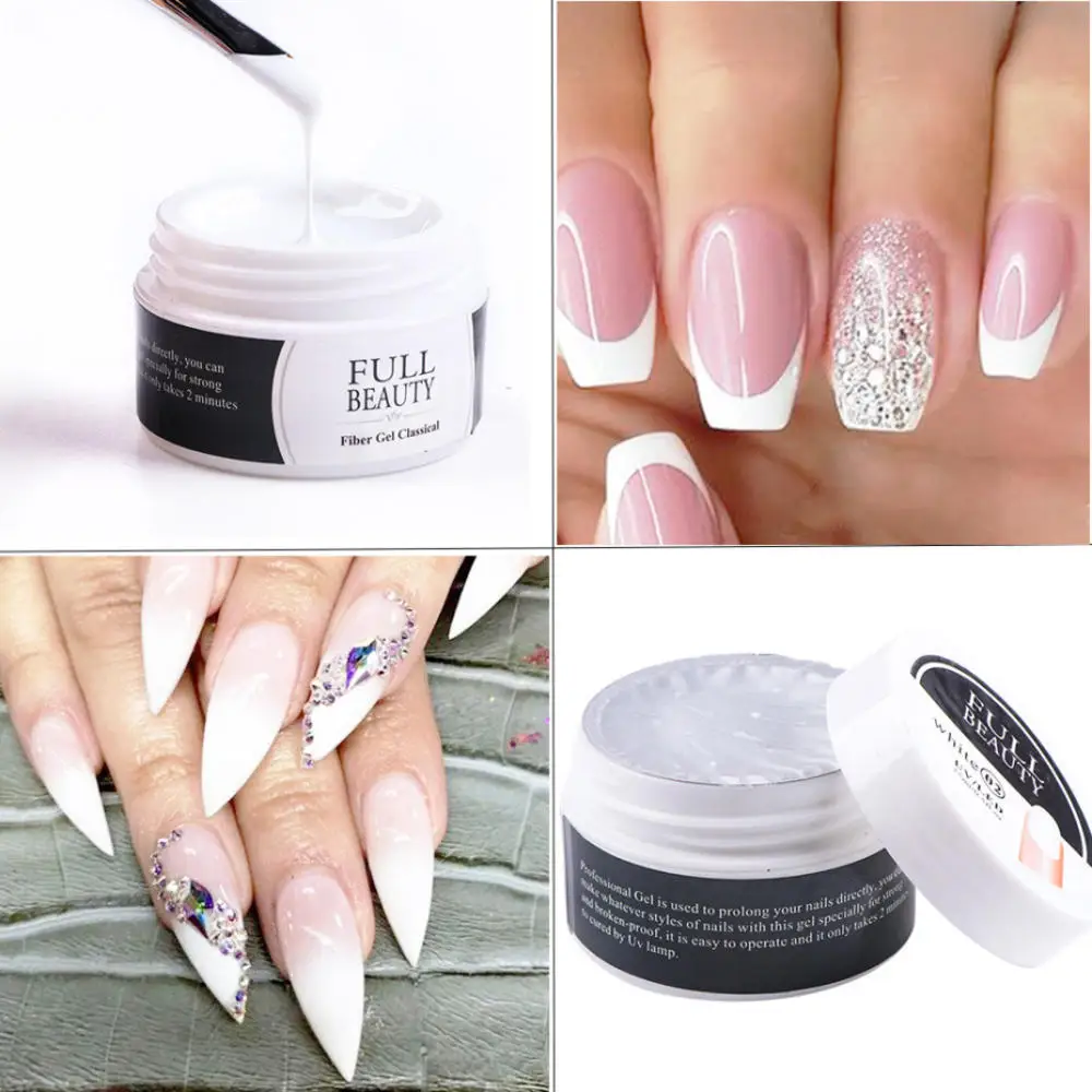 15ml Nail Extension Gel Soak Off UV Gel Acrylic White Clear Gel for Nail Prolong for Home Nail Art Shop Manicure Tool