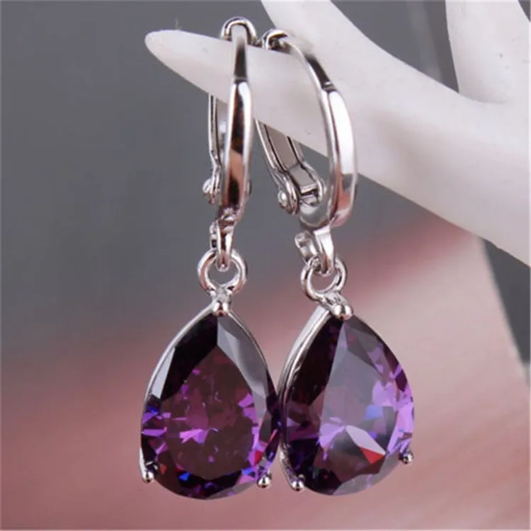 Gorgeous Drop amethyst Drop pendant 925 earring Party Gift Wedding Jewelry Classic Hook Cultured