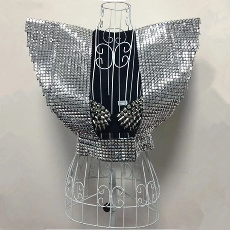 Vest Silver Sequins Ds Costumes Female Dj Sparkling Paragraph Armor Golden Style High Quality Singer Dancer Party