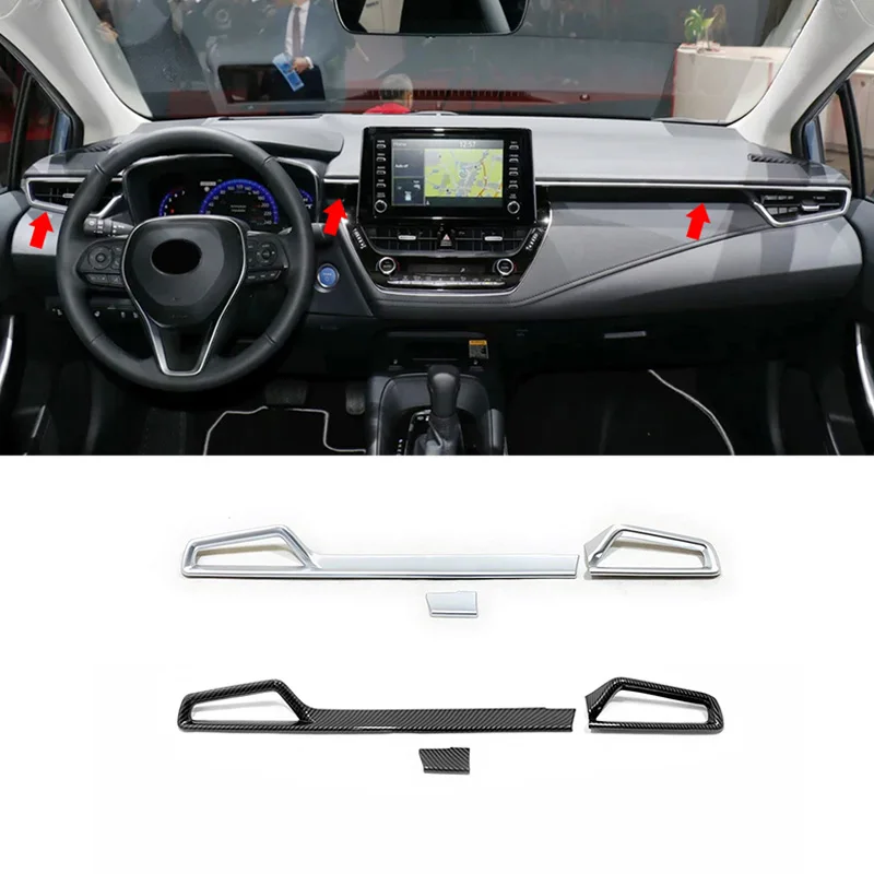 For Toyota corolla E210 Sedan 2019 2020 ABS Matte/Carbon Fibre Car Console air outlet cover trim Strip Car styling accessories