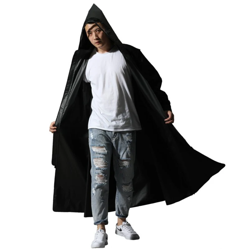 Hooded Rain Poncho Waterproof Windbreaker Women Raincoat Men Black Rain Clothes Covers EVA Rain Jacket Coats Motorcycle Rainwear