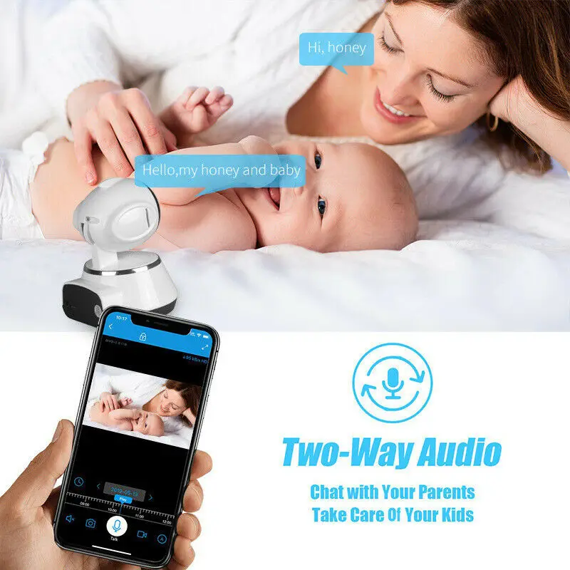 베이비 모니터 와이파이 울 알람 IP 카메라 와이파이 비디오 보모 캠 베이비 카메라 나이트 비전 무선 비디오 감시 CCTV 카메라, 2MP