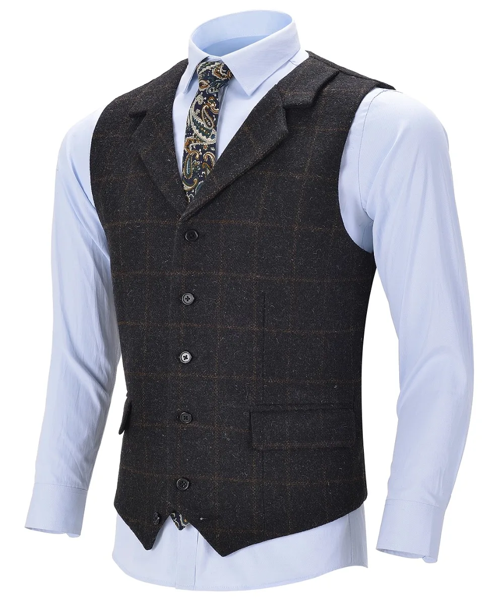 Herren Business Weste Boutique Wolle Plaid Slim Fit einreiher Baumwolle Anzug Grün Weste Für Hochzeit Formale Weste groomsmen