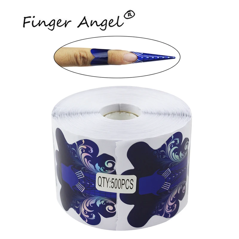 

Finger Angel 100/500pcs Nail Form Stickers Blue Butterfly Shape Nail Art Tips Extension Guide for UV GEL Manicure Tool#FJH25