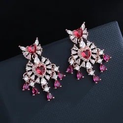925 Silver Needle High Quality Long Water Drop Colorful Zircon Earrings For Women Luxury Dinner Party Engagement Jewelry Gift