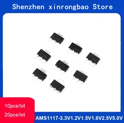 10-20PCS AMS1117 1.2V 1.5V 1.8V 2.5V 3.3V 5V ADJ SOT223 1117 Régulateur de tension LM1117