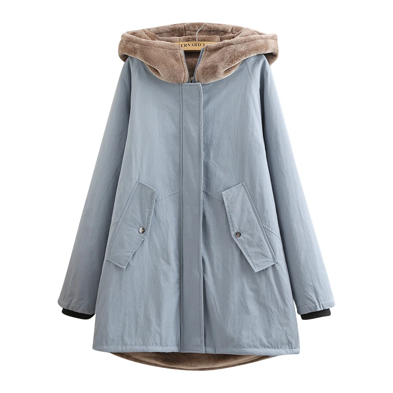 

Oversize Women's Parka Winter Jacket Coat New Add Cashmere Thick Hooded Overcoat Loose Warm Winter Cotton Coats Female Tops J229