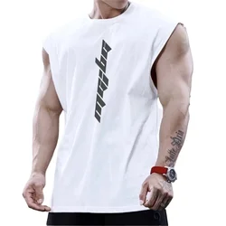 2021 NEW Bodybuilding Sports Tank Tops Men Gyms Fitness Workout Sleeveless Shirt Male Summer Loose Undershirt Running men Vest