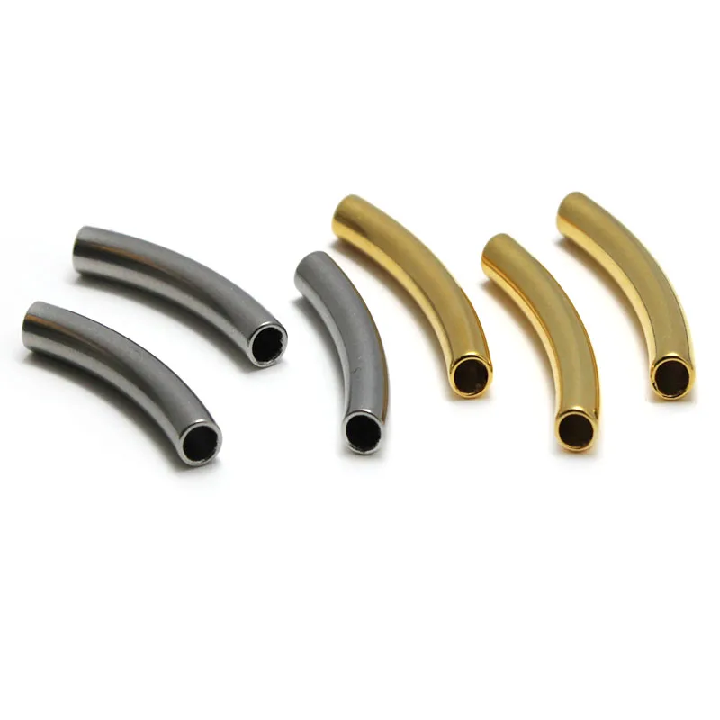 5pcs/lot Stainless Steel Gold Plaed Curve Tube Spacer Beads Connectors For DIY Jewelry Making Bracelet Necklace Accessories