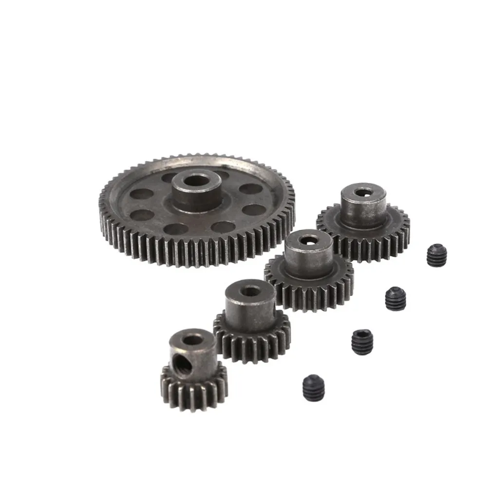 

17-64T Metal Spur Differential Gear+ 4Pcs Motor Pinion Cogs Set Replacement Spare Parts for HSP 1/10 94111 94123 RC Cars