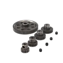 17-64T Metal Spur Differential Gear+ 4Pcs Motor Pinion Cogs Set Replacement Spare Parts for HSP 1/10 94111 94123 RC Cars