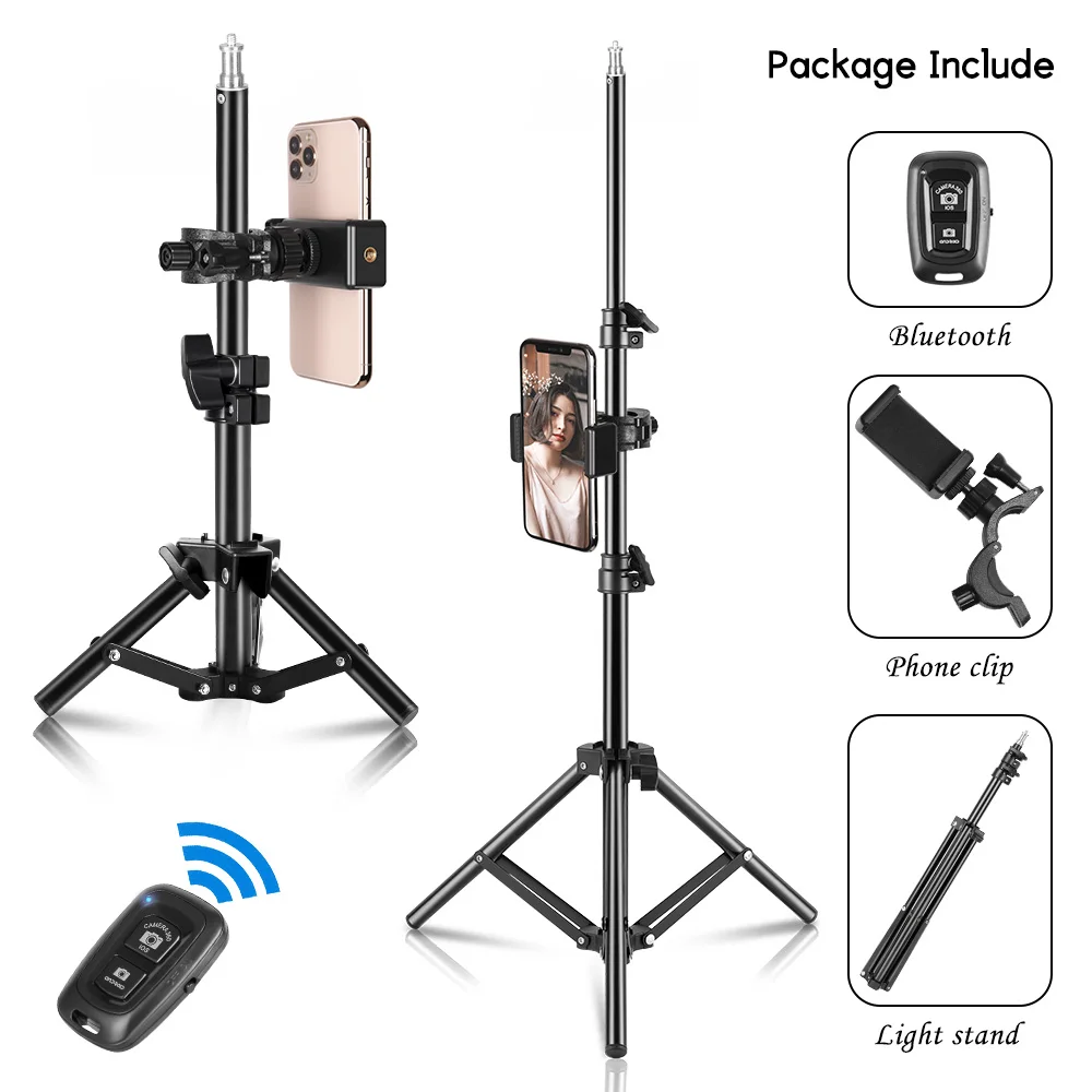 Selfie Tripod 1/4 Screw Light Stand Wireless Bluetooth-compatible For Phone Camera Photo Studio Softbox Ring Light With Holdel