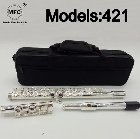 

Free Shipping Flute 421 Silver Plated Professional Flute Instrument Intermediate Student Flutes C Leg 16 Holes Closed E Key