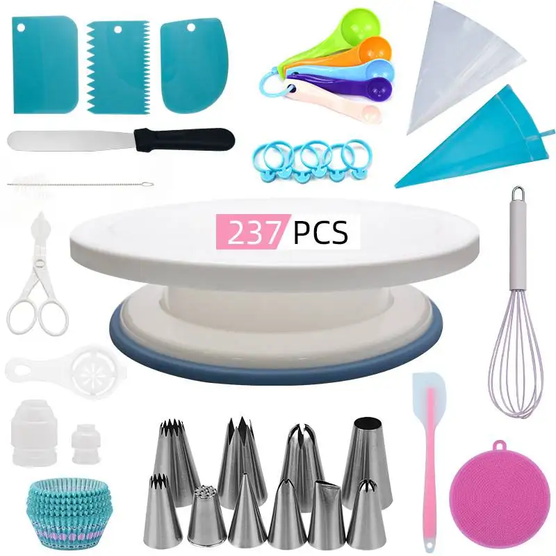 

Cake Decorating Kits Supplies with Cake Turntable,Baking Supplies Set,Numbered Cake Tips,Muffin Cup Mold,Cupcake Set ( 237 PCS )