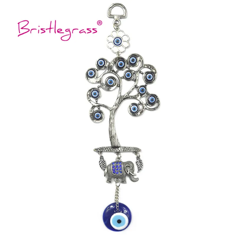 BRISTLEGRASS Turkish Blue Evil Eye Wishing Tree Elephant Amulets Lucky Charms Car Wall Hanging Pendant Blessing Protection Decor