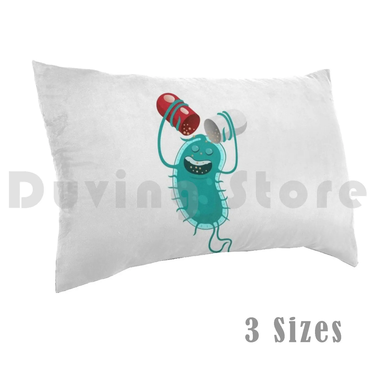 Cartoon Representation Of A Super Bug A Microorganism , Feeding On The Drug Or Antibiotic Pillow Case 20*30 Inch