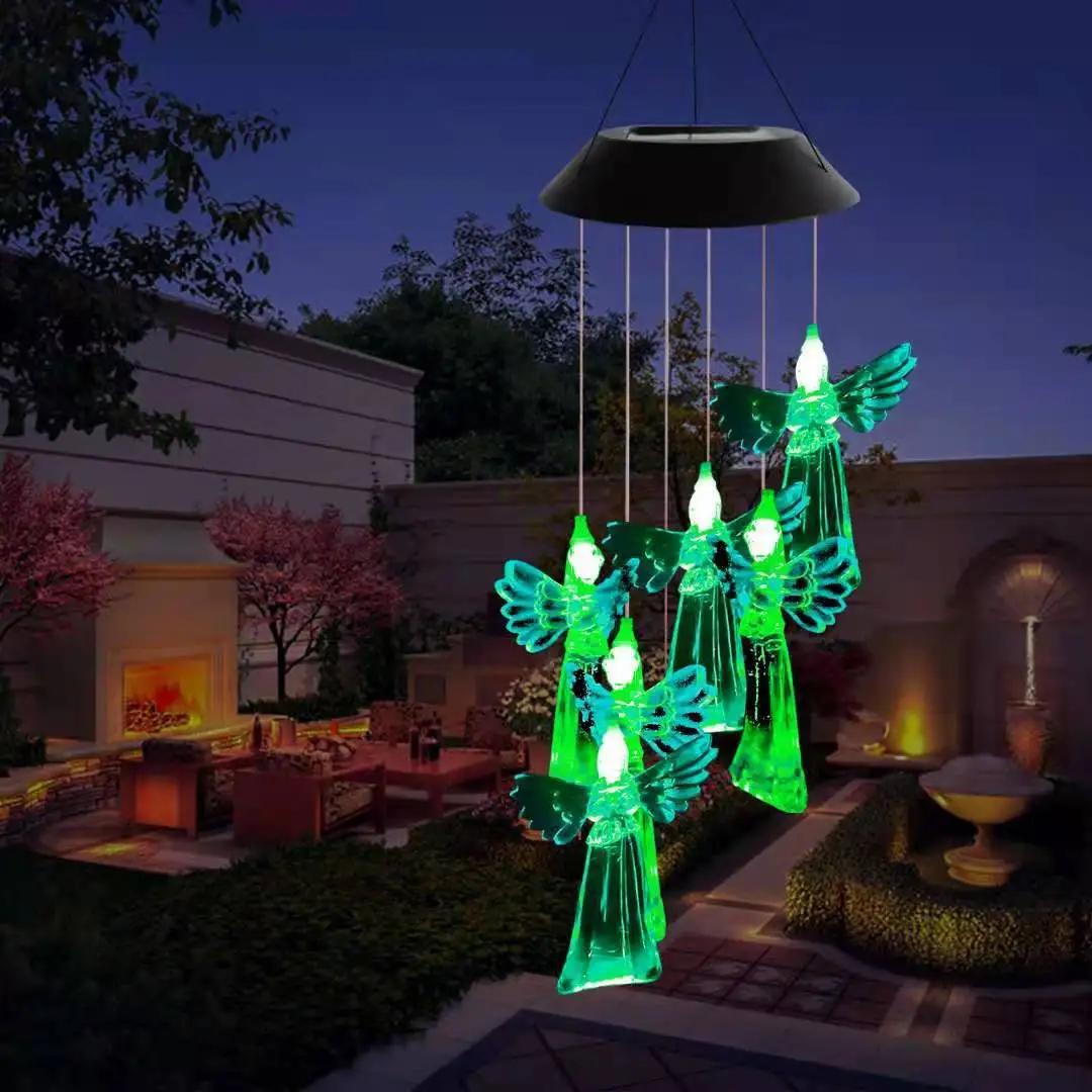 

Color Changing Solar Powered Wind Chime Crystal Ball Hummingbird Waterproof Outdoor Windchime Light for Patio Yard Garden