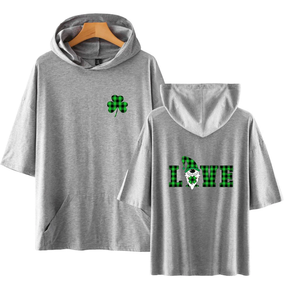 St.Patrick's Day Hooded T-Shirts Unisex Summer Short Sleeve T-shirts  Hot Sale Casual Streetwear Letter Printing Clothes