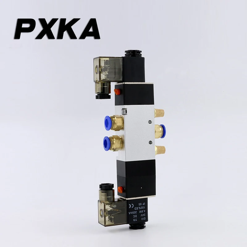 4V230-08 Three-Position, Five-Way, Double-Coil Pneumatic Solenoid Valve 220V Electronic Valve 24v Control Valve