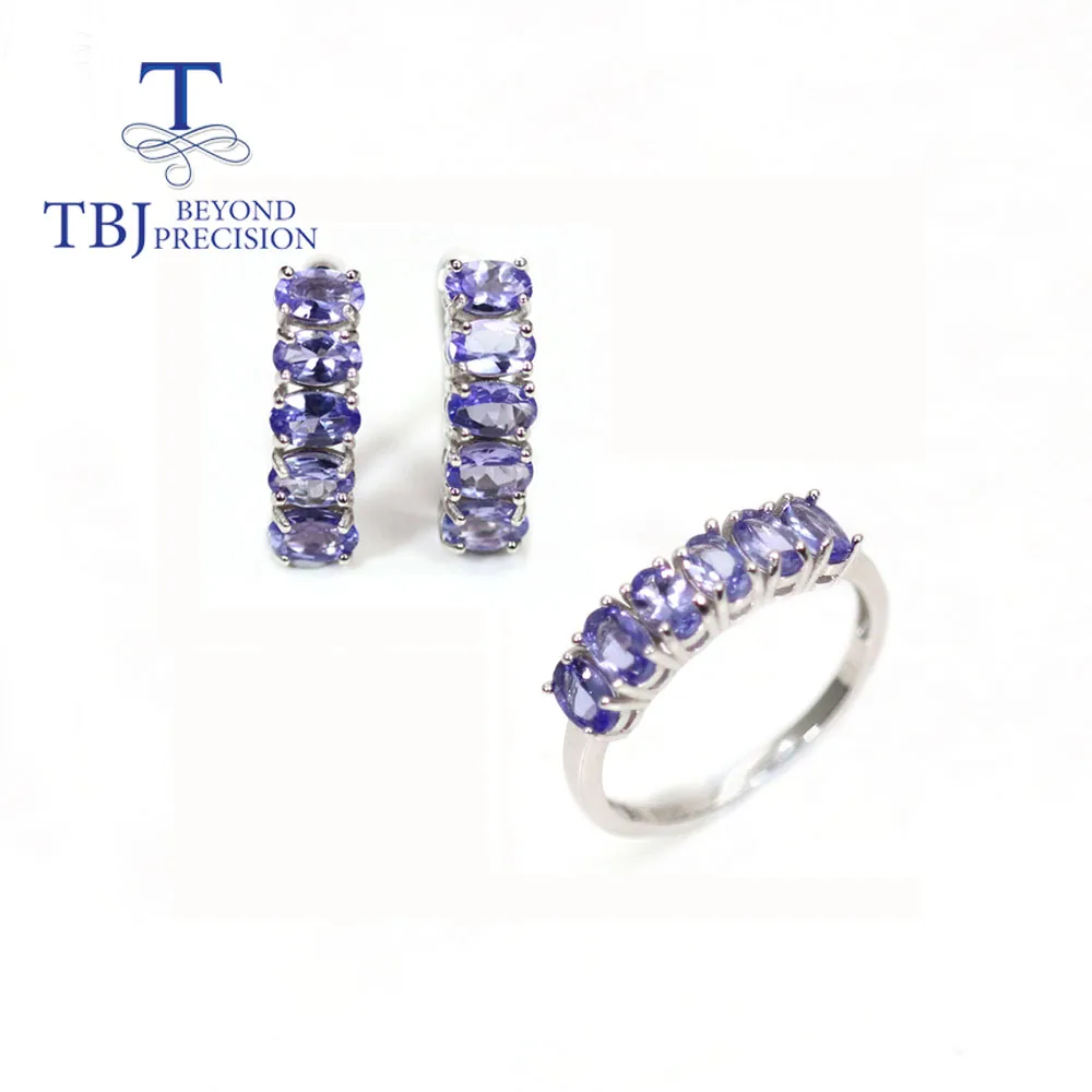 

Classic Natural Tanzanite Jewelry set real tanzanite gemstone oval 3*5mm 925 sterling silver ring earring women's fine jewelry