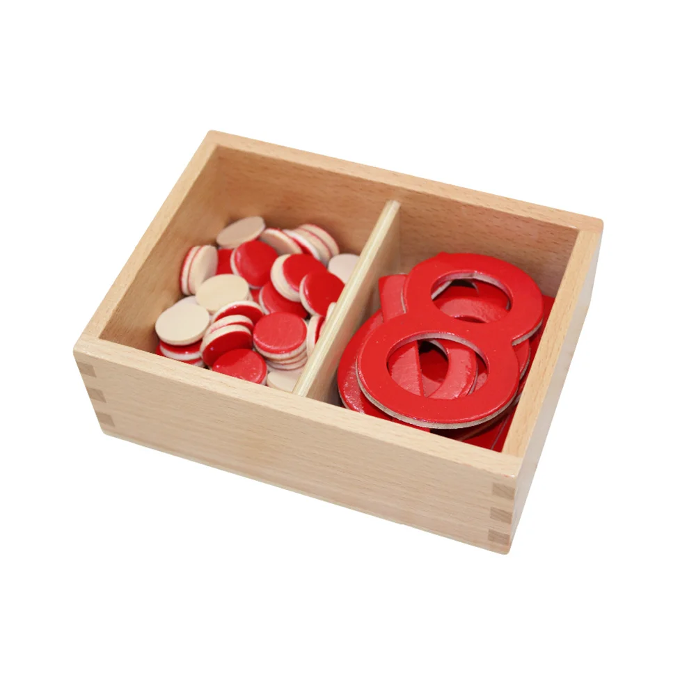 Montessori Educational Learning Toy Math Counting Game for Children Wood 1-10 Number Figures w/ Counters Digital Cognition Game