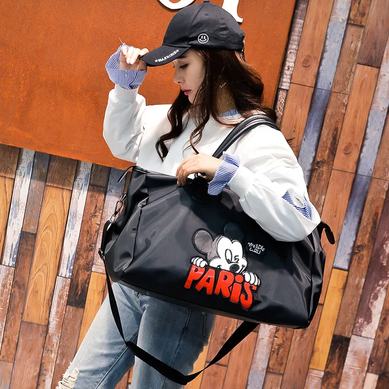 Disney Women Mickey Mouse Minnie Large Capacity Handbag Simple Shoulder Bag Simple Waterproof Light Outdoor Travel Bag 39X26X18