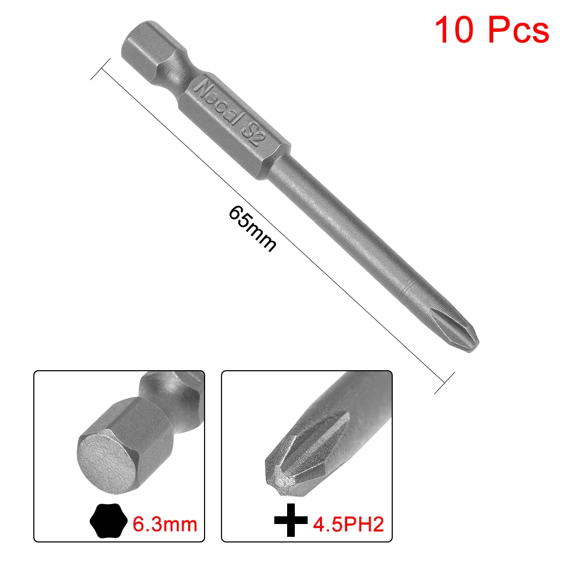 Uxcell 10pcs PH2 Magnetic Phillips Screwdriver Bits Set 4.5mm 1/4 Inch Hex Shank Power Tool Repair Hand Tools For Phone Call