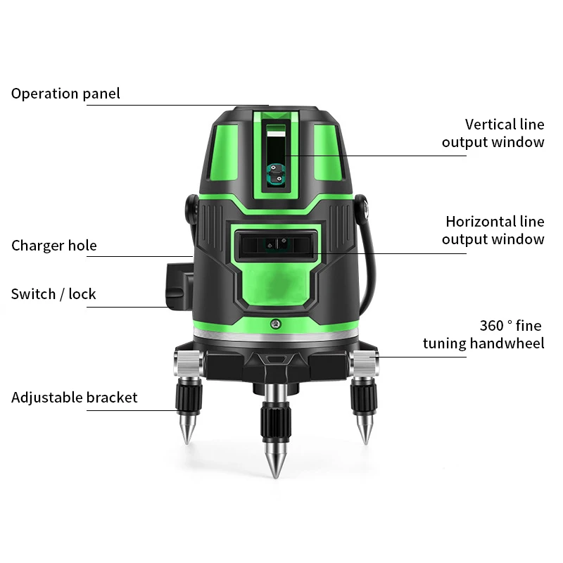 Imagem -03 - Linha de Laser Verde Linha Transversal Laser Auto-nivelamento Vertical & Horizontal Linha Luz Verde 2