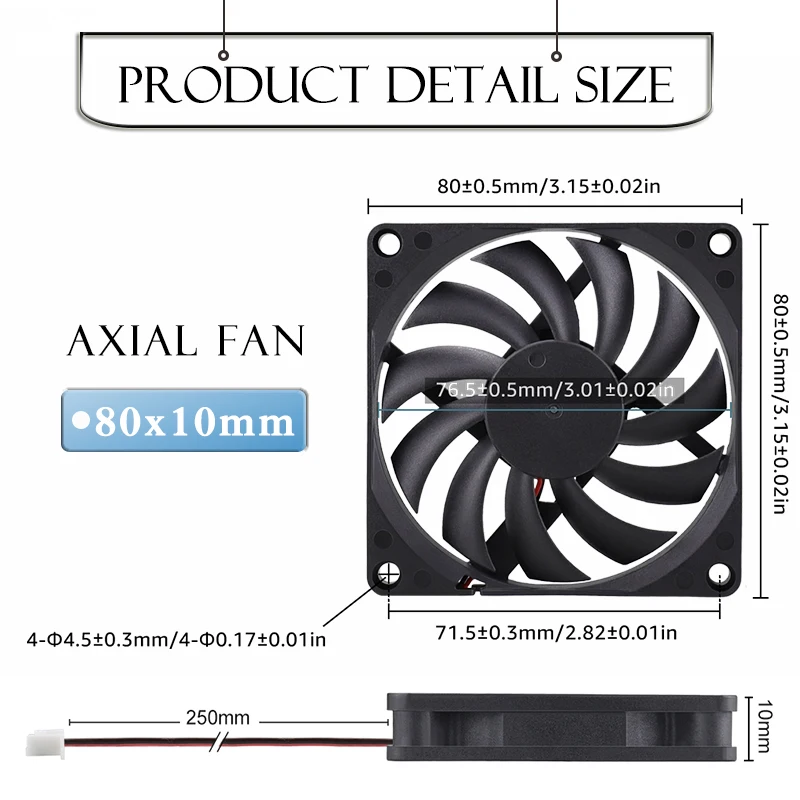 Imagem -06 - Gdstime dc sem Escova Axial 24v Ventilador 80x80x10 mm 80 mm Dupla Bola Computador Case Cpu Cooler 8cm Gráficos Ventilador de Refrigeração 10 Peças Lote