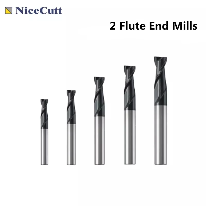 End Mills 2 Flute HRC55 Alloy Coating Milling Cutter Carbide  Tool CNC Tungsten  2 3 4 5 6 8 10 12mm Nicecutt Freeship