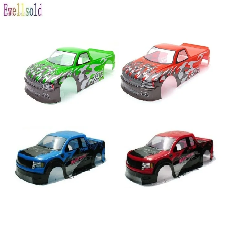 Ewellsold 1/10 PVC painted body shell/tail wing/spoiler/ Led lights/Accessories for 1/10 RC Trucks 94111 94188 94108 94083