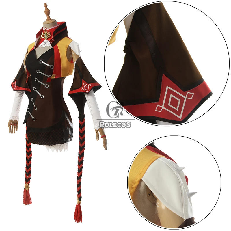 ROLECOS Genshin Impact XINYAN Cosplay Costume Game Genshin Impact Cosplay Costume for Women Halloween Suit Sexy Outfit