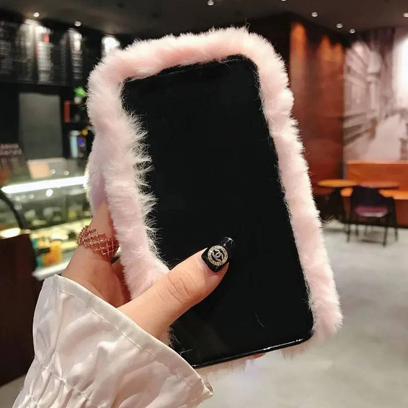 Cute Rabbit Ears Fur Plush Phone Case For Huawei P40 Pro P30 Lite P20 P10 Mate 20 10 P smart 2019 2021 Shockproof tpu Back Cases