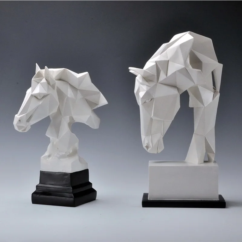 [HHT] GEOMETRY HORSE HEAD STATUES ANIMALS ART SCULPTURE RESIN CRAFT HOME DECORATION CRAFTS ROOM CREATIVE CHRISTMAS GIFTS