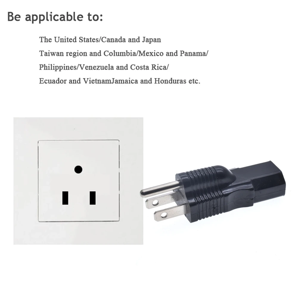 Power Adapter American Plug Converter,Nema 5-15P To IEC 320 C13 Adapter,US 3 Prongs Male To IEC Female Adapter PDU APC UPS black