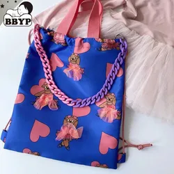 Drawstring Bag for Girls Travel Storage Package Kawaii Bear School Backpack Children Birthday Party Favors Ballet String Style