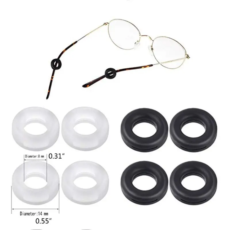 16 Pairs Silicone Anti-slip Round Eyeglass Retainers Nose Pads Ear Hooks Glasses