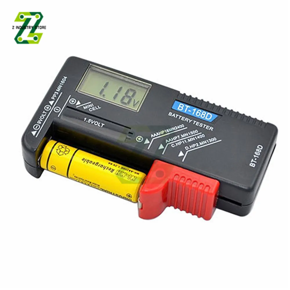 BT-168 LED Batteries Tester Digital Capacity Universal Button For Lithum 9V 3.7V 1.5V Cell Batteries Tester Checker BT168 Power