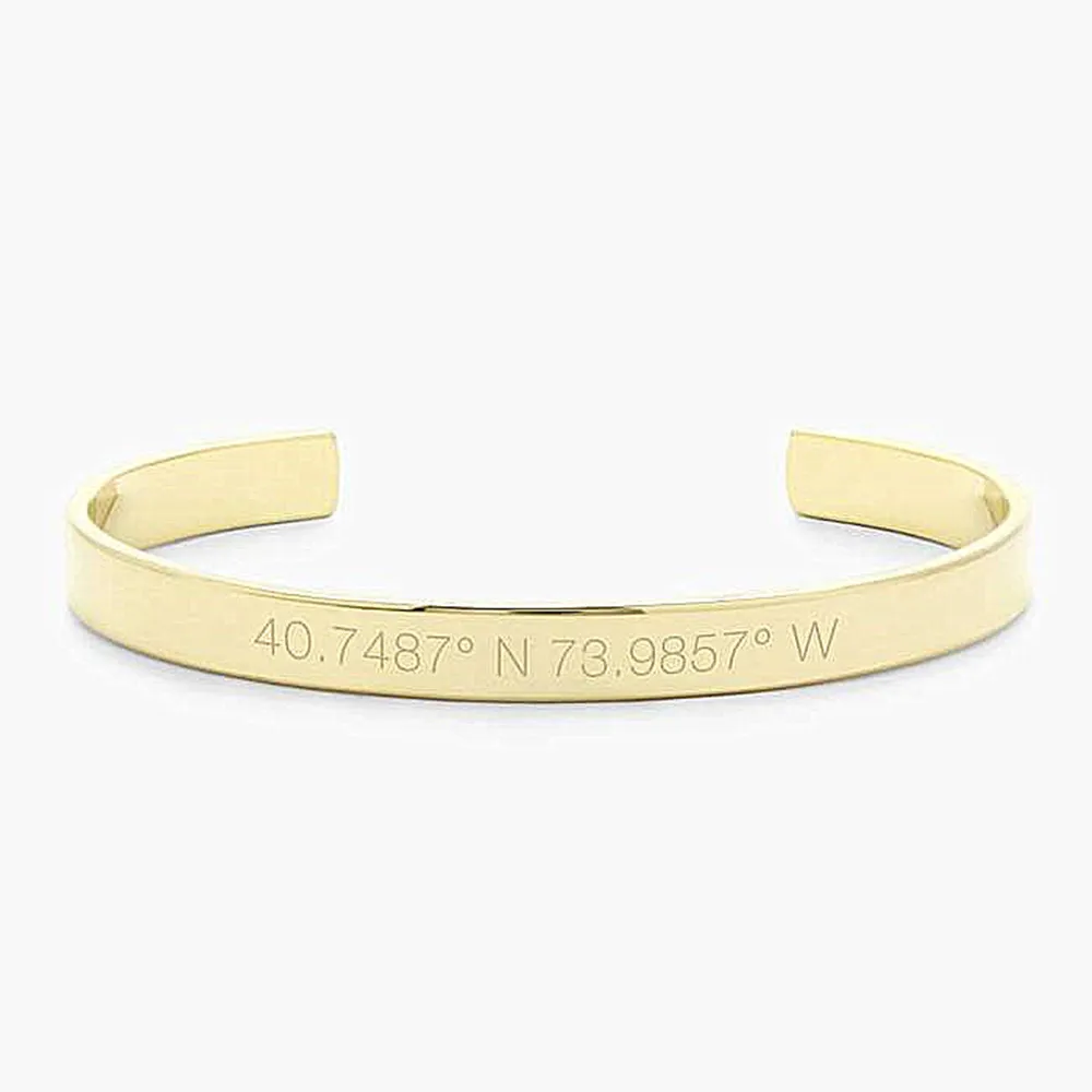 

DUOYING Custom Number Bangles Personlized Latitude Longitude Hollow Retro Minimalism Open Bar Bracelet for Women Jewelry Gift