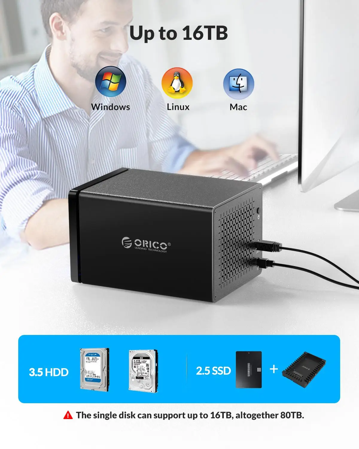 Imagem -06 - Orico-raid Hard Drive Enclosure Docking Station Sata para Usb 3.0 Gabinete de Disco Rígido Externo Bay Hdd Suporte 18tb Ferramenta Gratuita