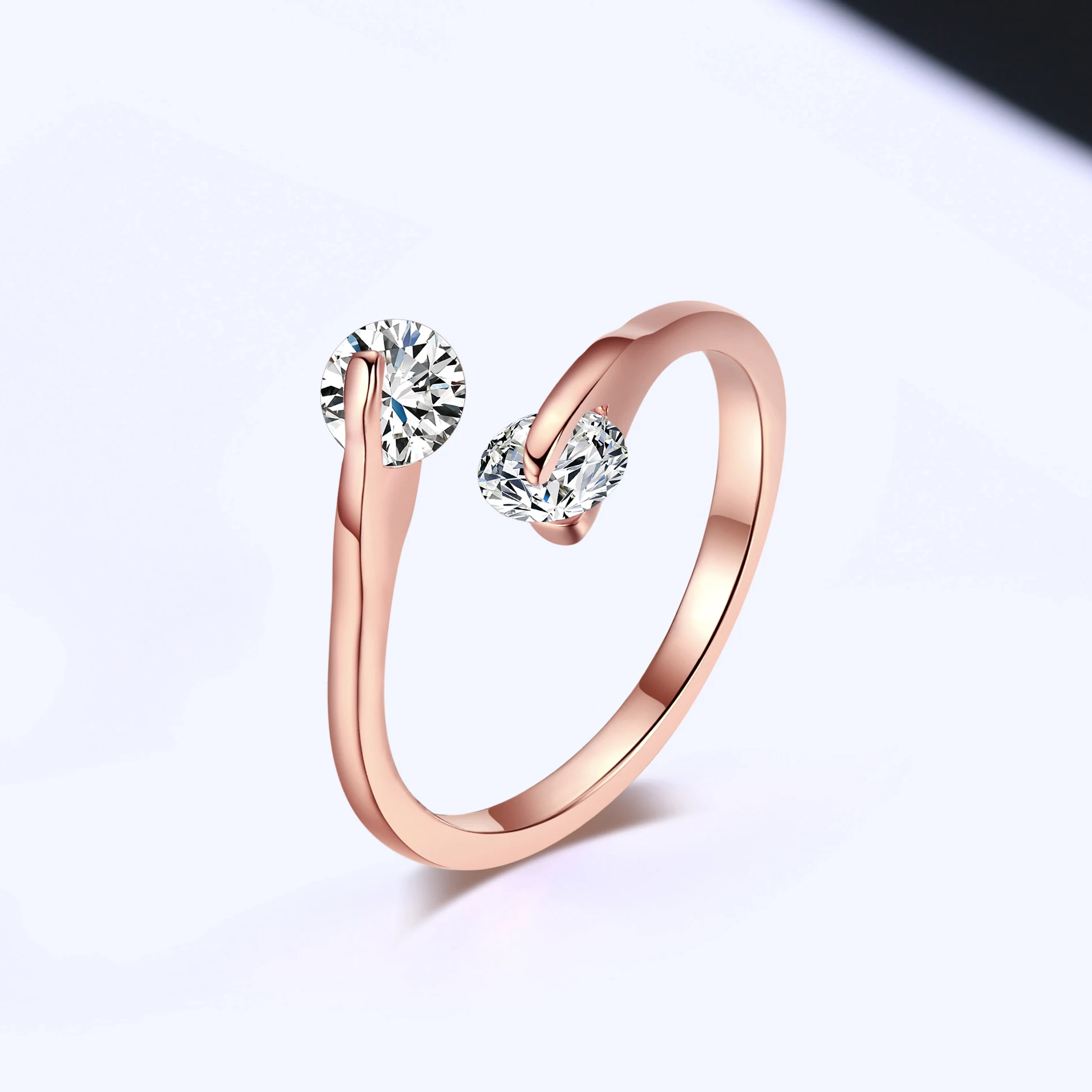 Adjustable Classic 2PCS Cubic Zirconia Finger Ring For Women Fashion Crystal Opening Wedding Engagement Jewelry Wholesale DFR008