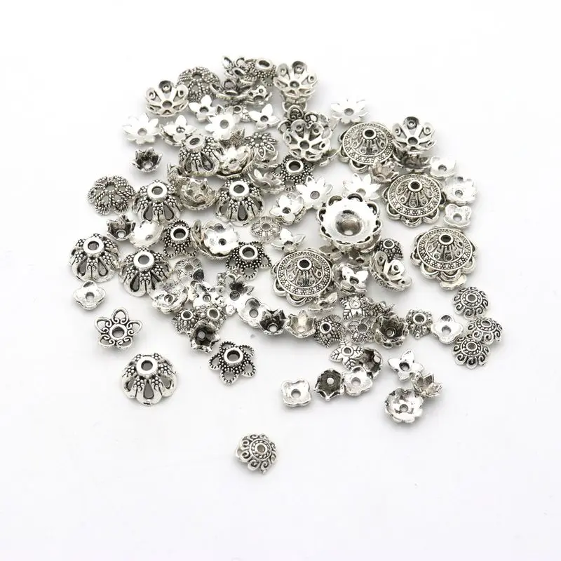 150 stücke Mixed Tibetischen Kupfer Vintage Metall Lose Spacer Perlen Kappen Für Schmuck Machen DIY Finden Zubehör Liefert Großhandel – Detail 4