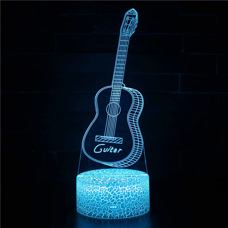 Acrylic Table Lamp USB Battery Powered 3D Bass Guitar Violin Home Room Decor Led Lights Lamp Creative Night Lights Holiday Gift