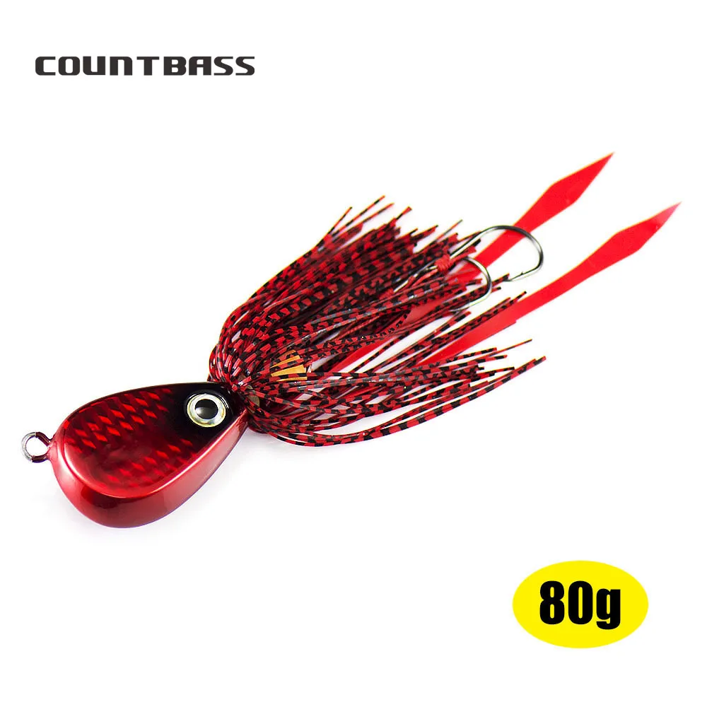 Countbass 1pc 80g 2.8oz Salty Rubber Jigs, Bottom Madai jigs with rubber hook, Squid trolling Fishing Lures, Snapper Jigs