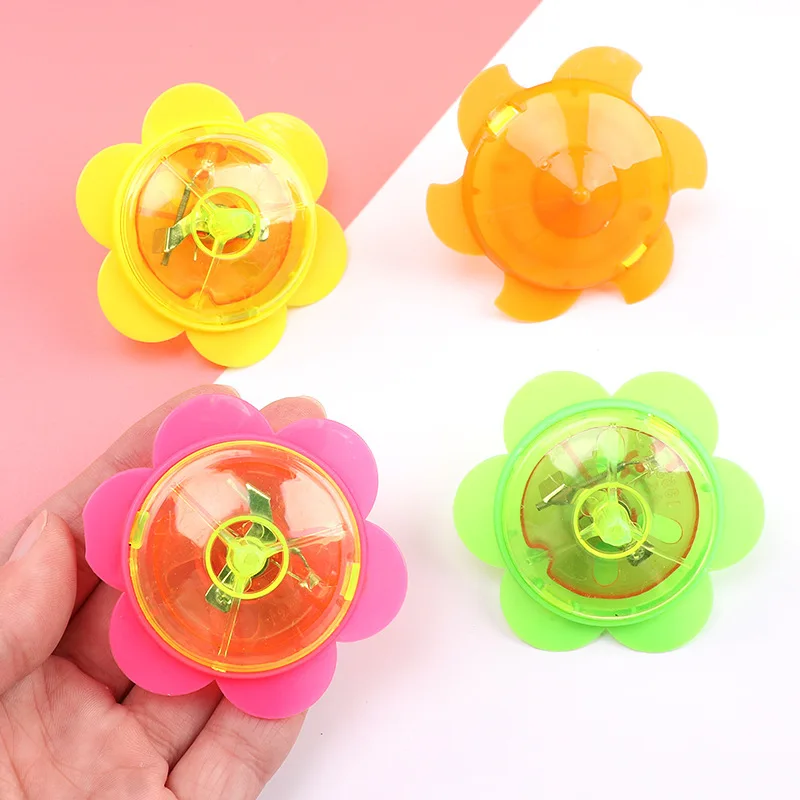 Children Kids Hand Turn Rotating Gyro Toys Mini Luminous Flashing Gyroscope Spinning Top with Cool Colored Light Effect Toys