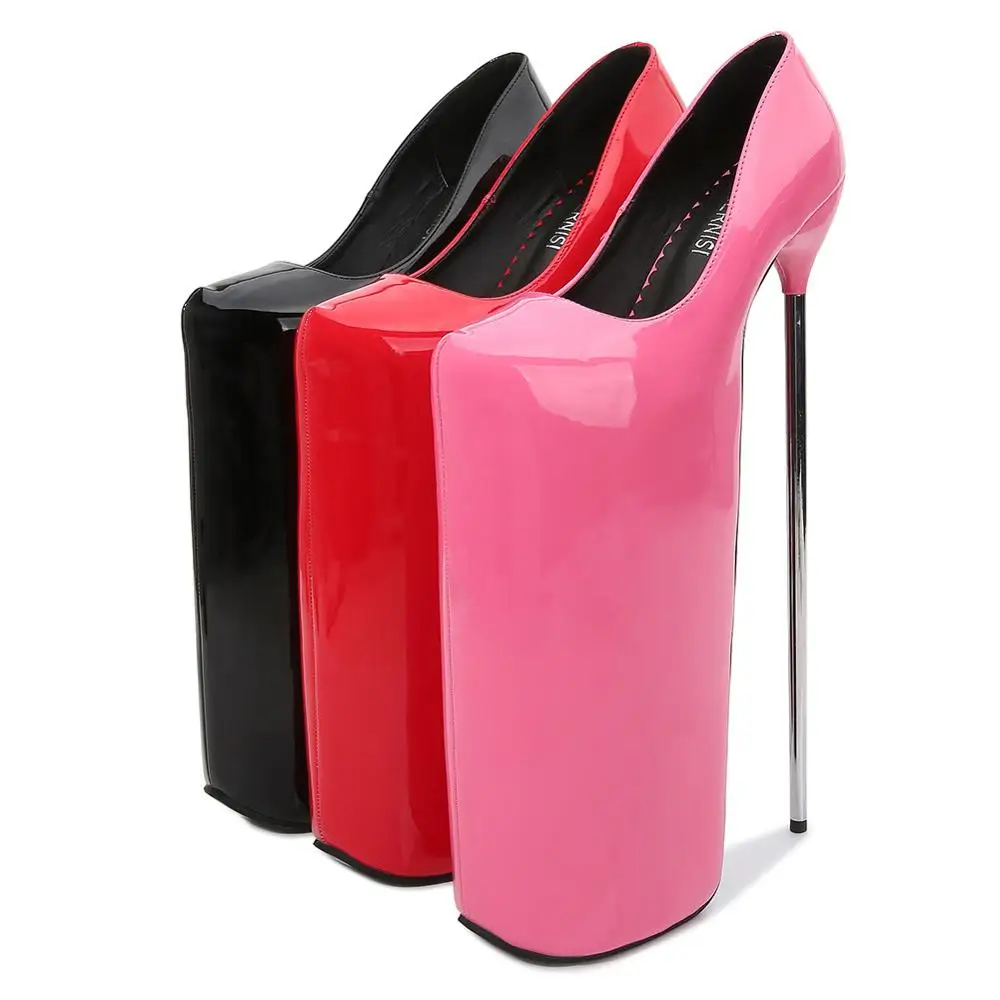 

11.81in Heel Height Sexy PU Pointed Toe Stiletto Metal Heel Platform Pumps High Heels US size 5-13 No.M30-2