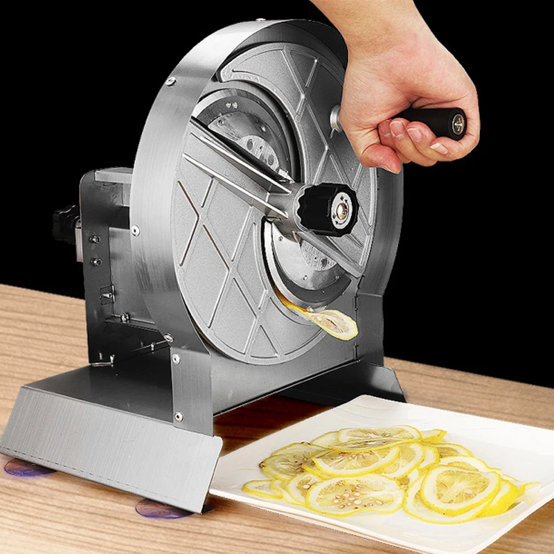 قطاعة تجارية من الفولاذ المقاوم للصدأ شرائح بطاطس شرائح ليمون مقطعة لتقطيع الفواكه والشاي الجاف سمك قابل للتعديل لتقطيع الفواكه