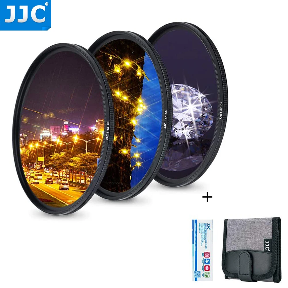 

JJC Variable Star Starburst Filter Kit 4 6 8 Pionts 40.5mm 49mm 52mm 55mm 58mm 62mm 67mm 72mm 77mm Lens Star Line + Filter Pouch