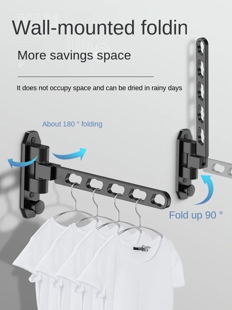 Clothes Hanger Wall-Mounted Folding Bathroom Clothes Fantastic Rack Punch-Free Retractable Clothesline Pole